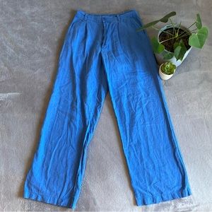 Subdued vintage Italian blue linen pants size small